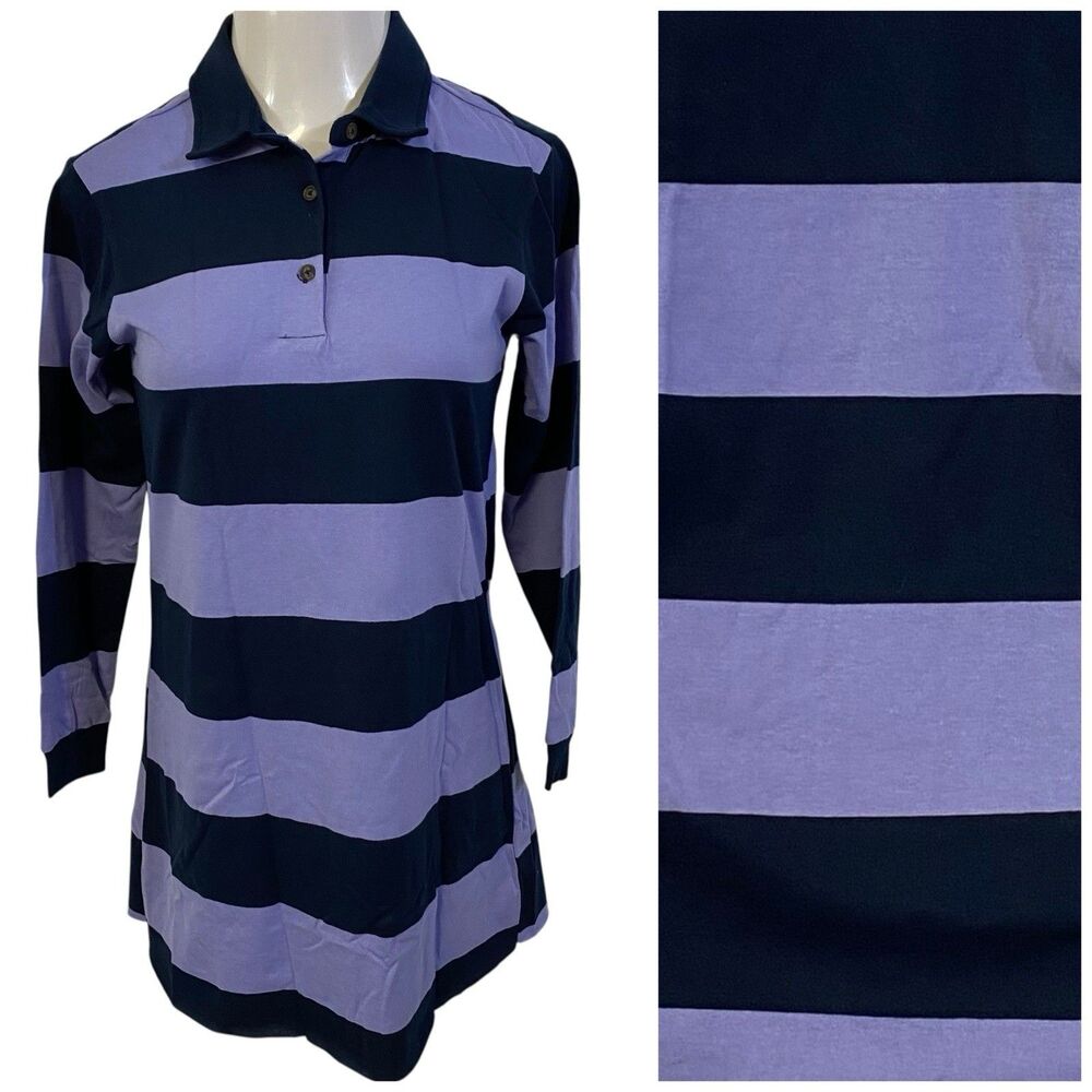 Wild Fable Polo Dress Womens XS Preppy Purple Blue Stripe Cotton Blend